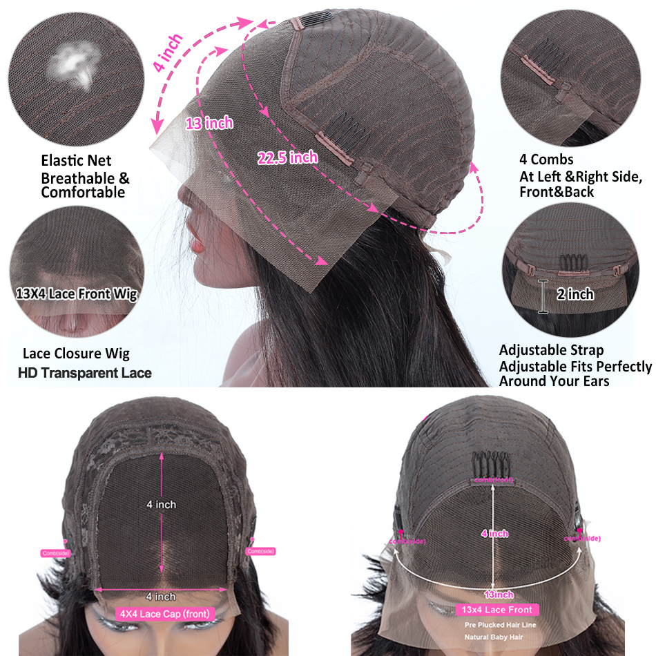 AngieQueen 13X4 HD Lace Front Wig P4/27 Ombre Straight Highlight Human Hair Wigs For Women