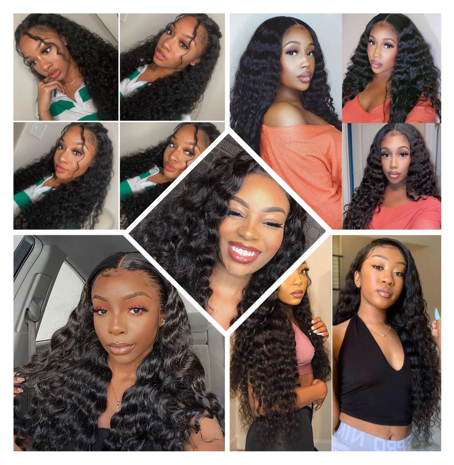 Angie Queen Loose Deep Wave13x4 Lace Front Wig Human Hair Wig For Women Indian Hair pre-plucked
