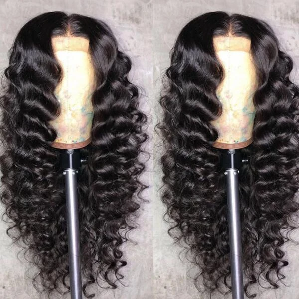 Angie Queen 13x4 Lace Front Wigs Peruvian Loose Deep Wave Human Hair Wigs 180% Density Pre-plucked