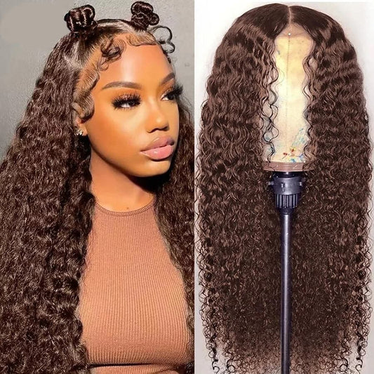 AngieQueen Hair #4 Color Water Wave Lace Front Wig