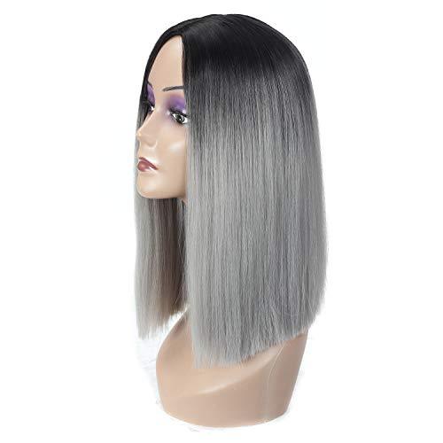 Angie Queen T1b/Grey Straight Middle Part Frontal Lace Short Cut Bob Wig