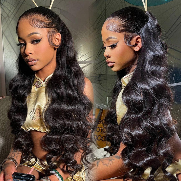 AngieQueen Glueless Breathable Wigs 5x5 Lace Wig Body Wave Human Hair Air Wigs