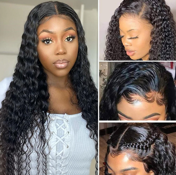 Angie Queen 13x4 Lace Front Wigs Peruvian Deep Wave Human Hair Wigs 180% Density Pre-plucked
