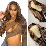 AngieQueen P4/27 Highlight Body Wave 13x4  Lace Front Human Hair Wig 180% Density