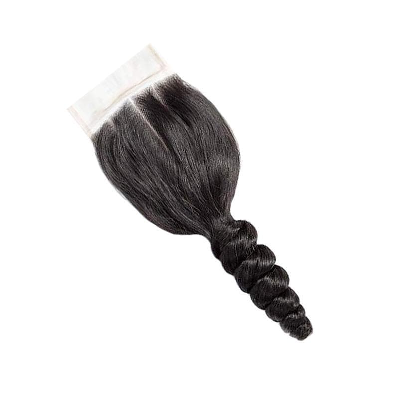 Blackmoon 4x4 Transparent Lace Closure Free Middle Three Part Loose Wave Brazilian Hair