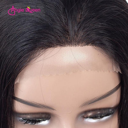 Angie Queen 4*4 Lace Closure Wigs Peruvian Body Wave Human Hair Wigs 180% Density Pre-plucked