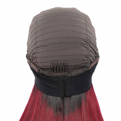 AngieQueen Straight Human Hair Wigs 1B/99J Omber Headband Wig Brazilian Remy Hair Glueless Full Machine Made Wig