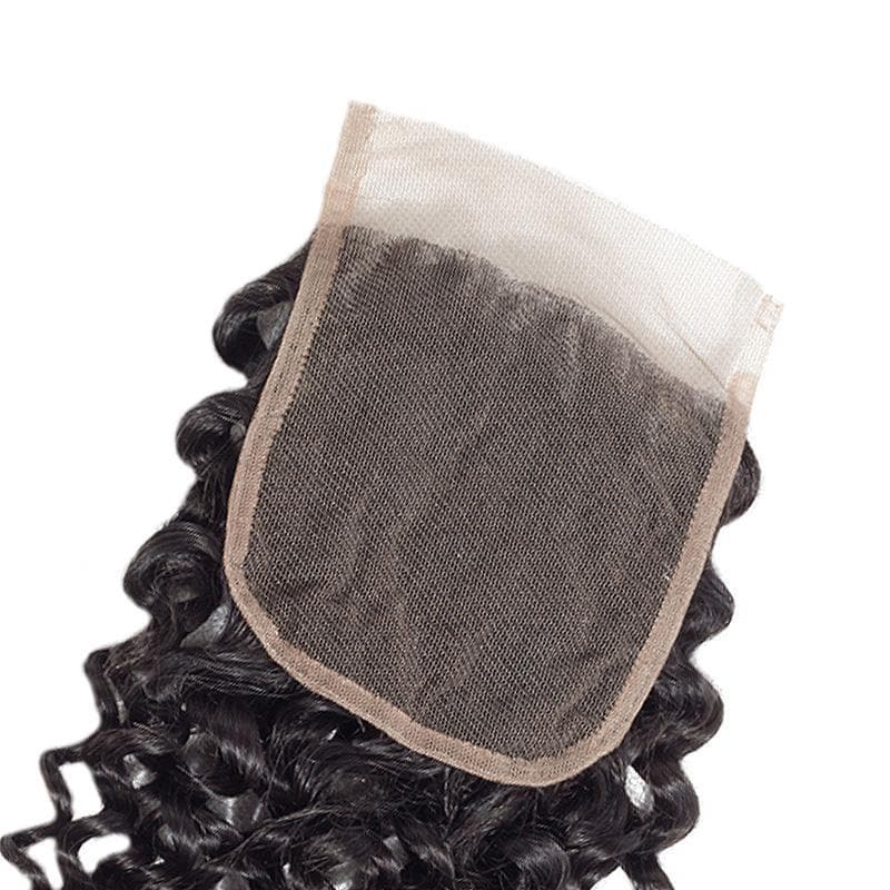 Blackmoon 4x4 Transparent Lace Closure Free Middle Three Part Curly Brazilian Hair