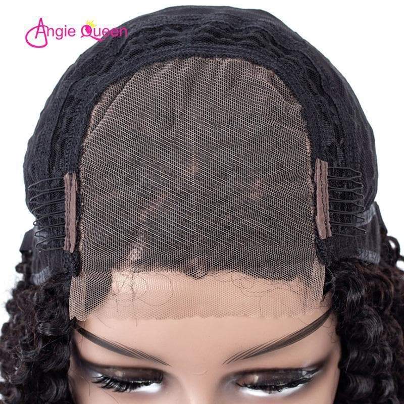 Angie Queen 4*4 Lace Closure Wigs Malaysian Curly Human Hair Wigs 180% Density Pre-plucked