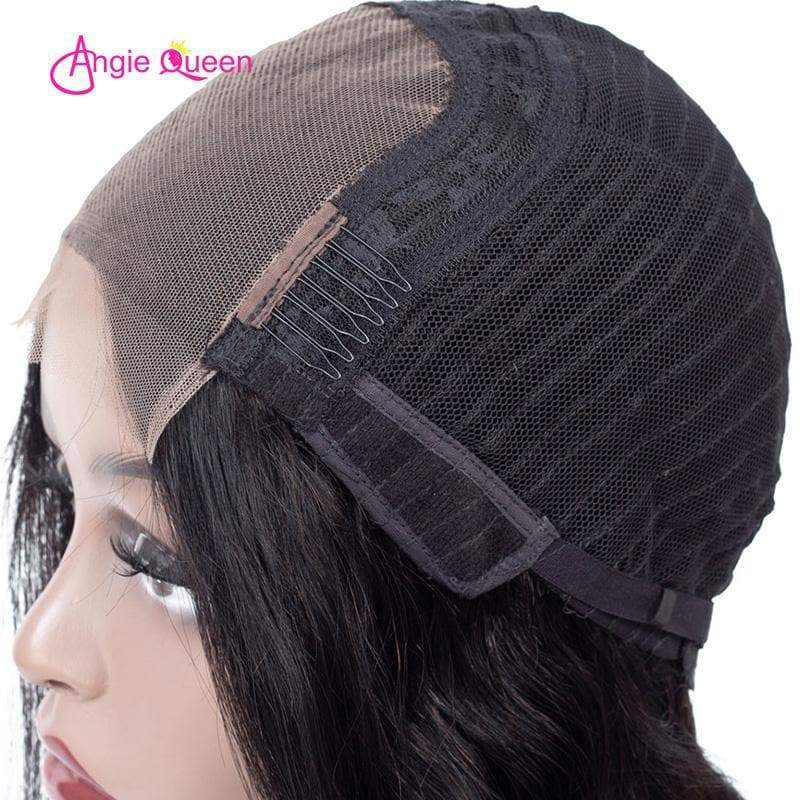 Angie Queen 4*4 Lace Closure Wigs Peruvian Body Wave Human Hair Wigs 180% Density Pre-plucked