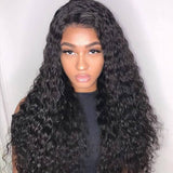 Angiequeen 13x1 T Part HD Lace Wig  Water Wave Virgin Hair Long Transparent Pre-plucked Wig