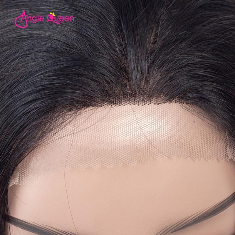 Angie Queen 4*4 Lace Closure Wigs Peruvian Straight Human Hair Wigs 180% Density Pre-plucked