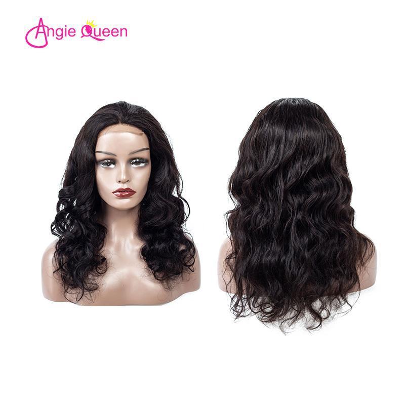 Angie Queen 4*4 Lace Closure Wigs Indian Body Wave Human Hair Wigs 180% Density Pre-plucked