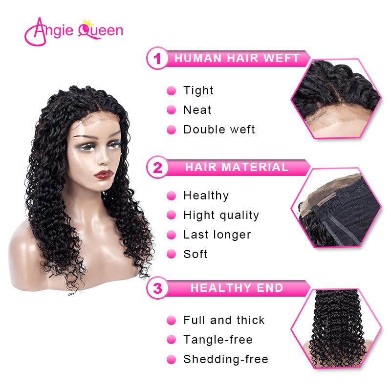 Angie Queen 4*4 Lace Closure Wigs Indian Deep Wave Human Hair Wigs 180% Density Pre-plucked