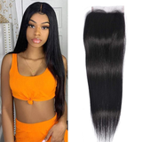Angie Queen Brazilian Human Hair 4x4 Lace Closure Straight Free Middle Three Part