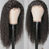 Angiequeen Real 13X4 HD /Transparent Curly Wave Natural Black Long Glueless Wig