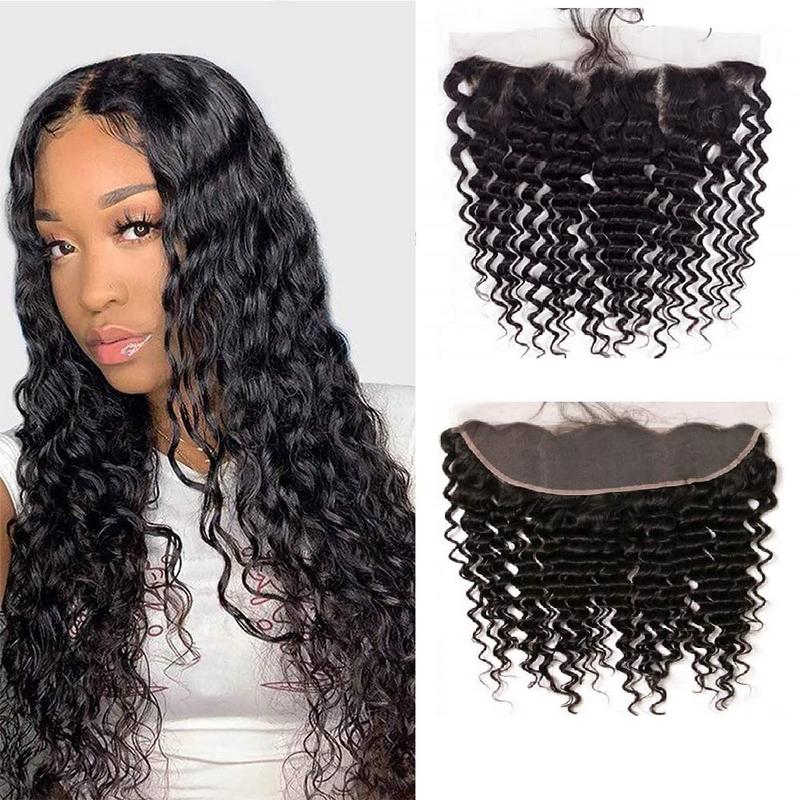 Angie Queen Deep Wave Lace Frontal Closure Weave Frontal Lace Closure Human Hair Extensions