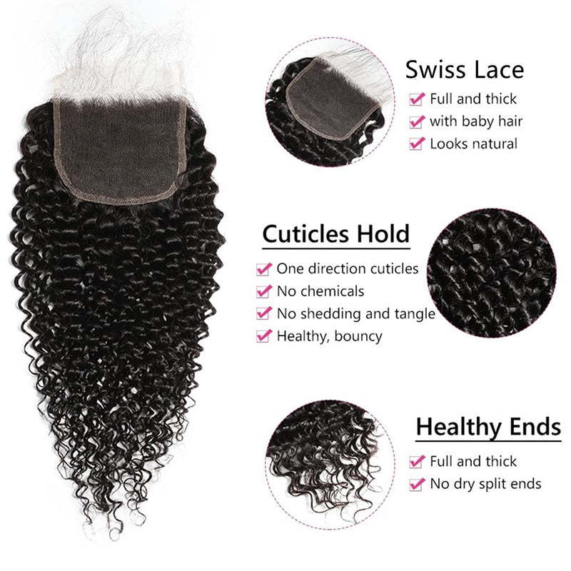Angie Queen 5x5 Lace CLosure Jerry Curly Free Part Human Hair  Lace Closure