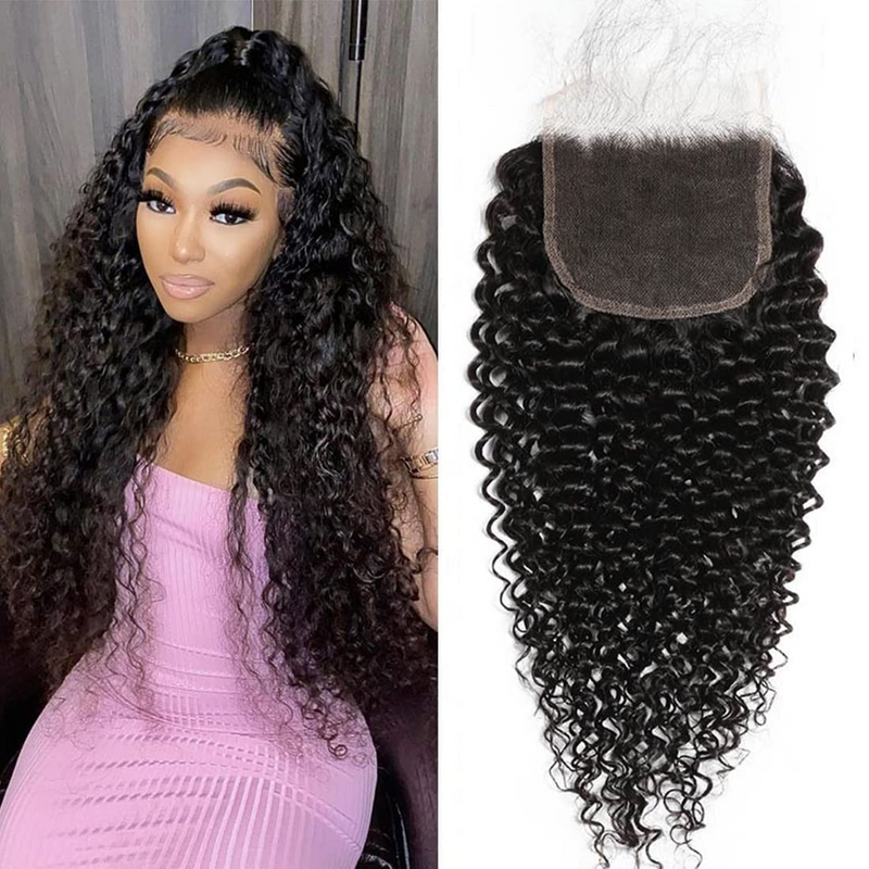 Angie Queen 5x5 Lace CLosure Jerry Curly Free Part Human Hair  Lace Closure