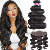 Angie Queen 4 Bundles with Frontal Brazilian Body Wave Virgin Human Hair Weave Bundles