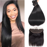 Angie Queen 4 Bundles with Frontal Indian Silky Straight Virgin Human Hair Weave Bundles
