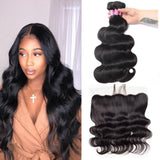 Angie Queen 4 Bundles with Frontal Malaysian Body Wave Virgin Human Hair Weave Bundles