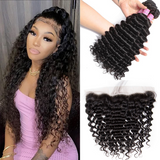 Angie Queen 4 Bundles with Frontal Malaysian Deep Wave Virgin Human Hair Weave Bundles