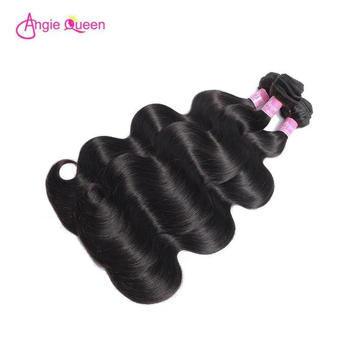 Angie Queen 5x5 Lace Closure With Bundles Brazilian Body Wave Virgin Human Hair Deals