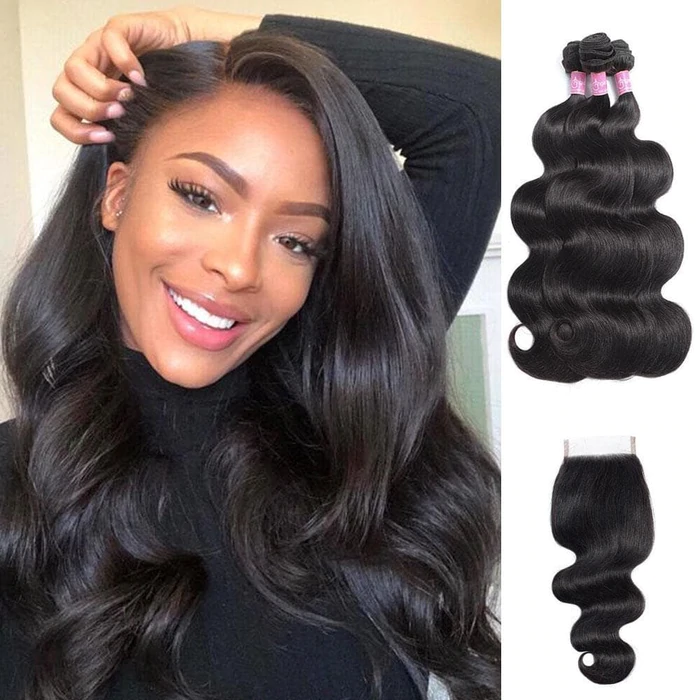 Angie Queen 5x5 Lace Closure With Bundles Brazilian Body Wave Virgin Human Hair Deals