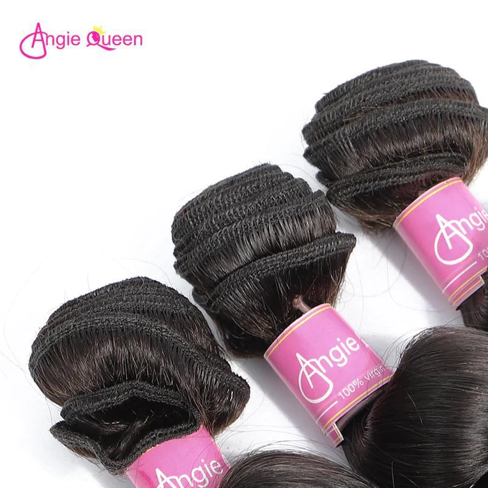 Angie Queen Brazilian Loose Wave 3 Bundles with 5x5 Lace Closure for Full Head Sale