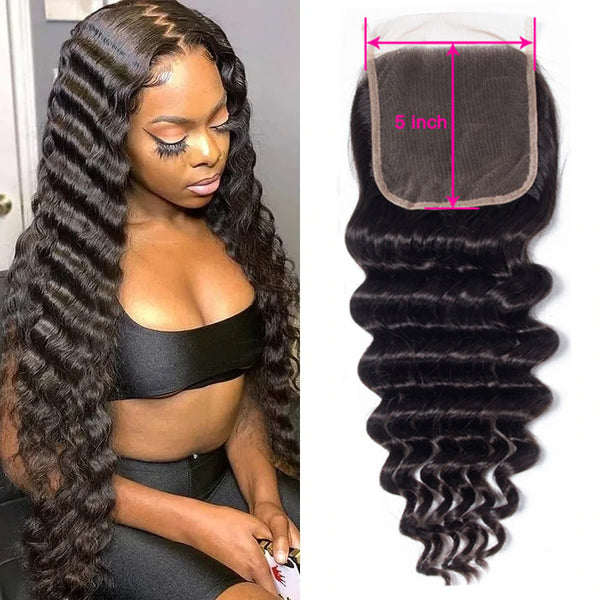 Angie Queen Loose  Wave Free Part 5x5 Lace Closure Virgin Hair Closure For Women