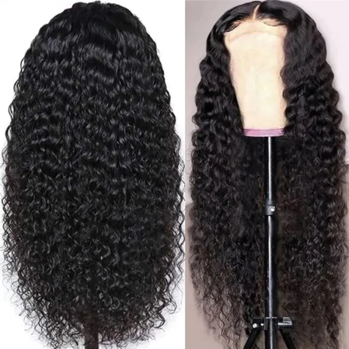 Angiequeen HD Lace 5X5 Closure Wigs Deep Wave Transparent Lace Long Wigs For Sale