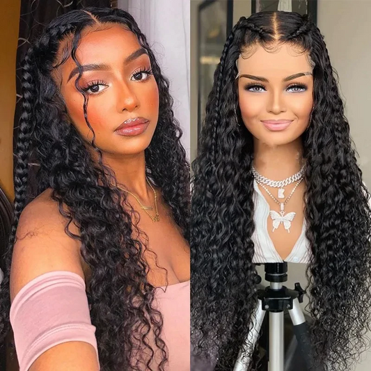 Angiequeen HD Lace 5X5 Closure Wigs Deep Wave Transparent Lace Long Wigs For Sale