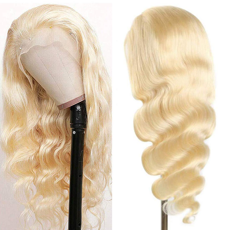 Angie Queen 13x4 Middle Part Lace Front Wigs 613 Blonde Body Wave Human Hair  Wigs 180% Density