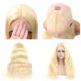 Angie Queen 13x4 Middle Part Lace Front Wigs 613 Blonde Body Wave Human Hair  Wigs 180% Density