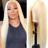 Angie Queen 13x4 Middle Part 613 Blonde Straight Human Hair Lace Front Wigs