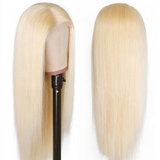 Angie Queen 100% Virgin Volume Human Hair Soft Long 613 Blonde Straight Lace Frontal Wig