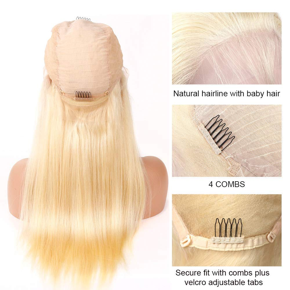 Angie Queen 13x4 Middle Part 613 Blonde Straight Human Hair Lace Front Wigs