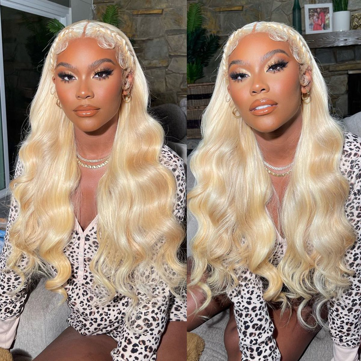 Angie Queen 13x4 Middle Part Lace Front Wigs 613 Blonde Body Wave Human Hair  Wigs 180% Density