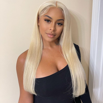 Angie Queen 13x4 Middle Part 613 Blonde Straight Human Hair Lace Front Wigs