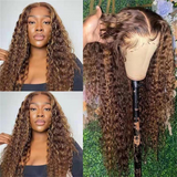 AngieQueen 13X4 Lace Front Wig P4/27 Ombre Highlight Deep Wave Lace Front Wigs