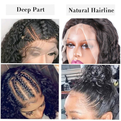 Angie Queen 13x4 Lace Front Wigs Malaysian Deep Wave Human Hair Wigs 180% Density Pre-plucked
