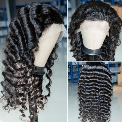 Angie Queen 13x4 Lace Front Wigs Brazilian Loose Deep Wave Human Hair Wigs 180% Density Pre-plucked