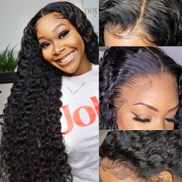 Angie Queen 13x4 Lace Front Wigs Malaysian Deep Wave Human Hair Wigs 180% Density Pre-plucked