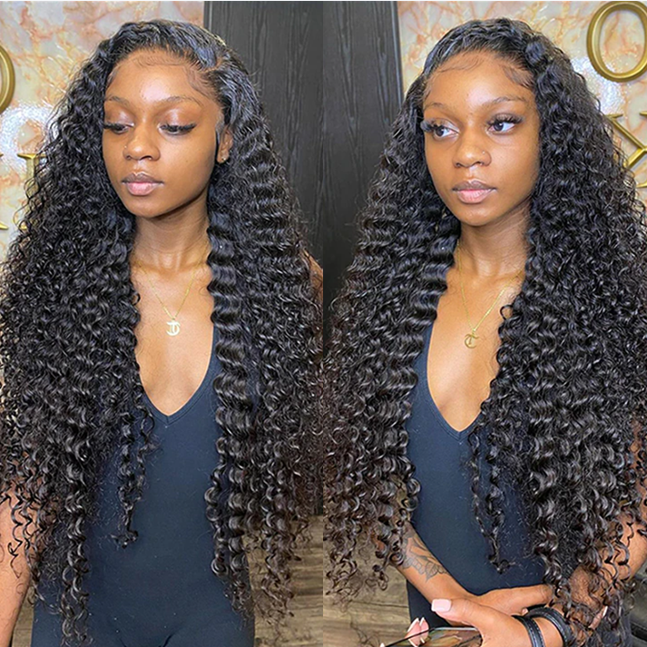 Angie Queen 13x4 Lace Front Wigs Malaysian Loose Deep Wave Human Hair Wigs 180% Density Pre-plucked