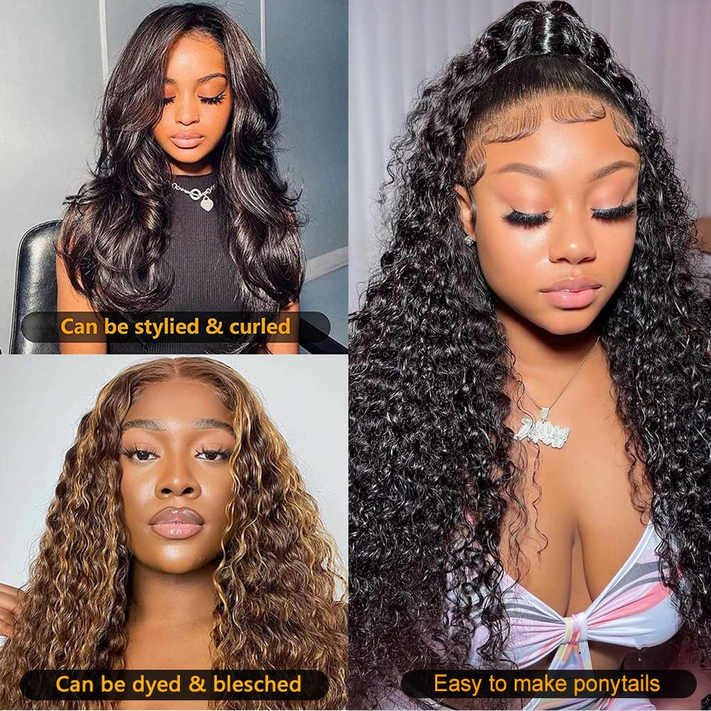 Angie Queen 13x4 Lace Front Wigs Peruvian Deep Wave Human Hair Wigs 180% Density Pre-plucked