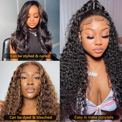 Angie Queen 13x4 Lace Front Wigs Peruvian Deep Wave Human Hair Wigs 180% Density Pre-plucked