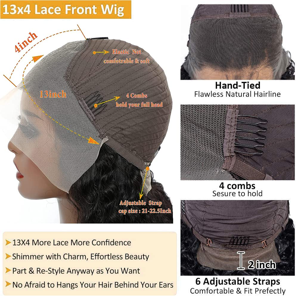 Angie Queen 13x4 Lace Front Wigs Peruvian Deep Wave Human Hair Wigs 180% Density Pre-plucked