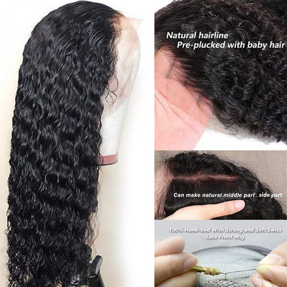 Angie Queen 13x4 Lace Front Wigs Peruvian Deep Wave Human Hair Wigs 180% Density Pre-plucked