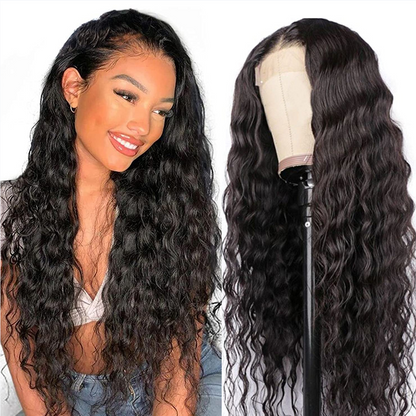 Angiequeen HD Lace 4X4 Loose Deep Wave Virgin Hair Long Transparent Pre-plucked Wig